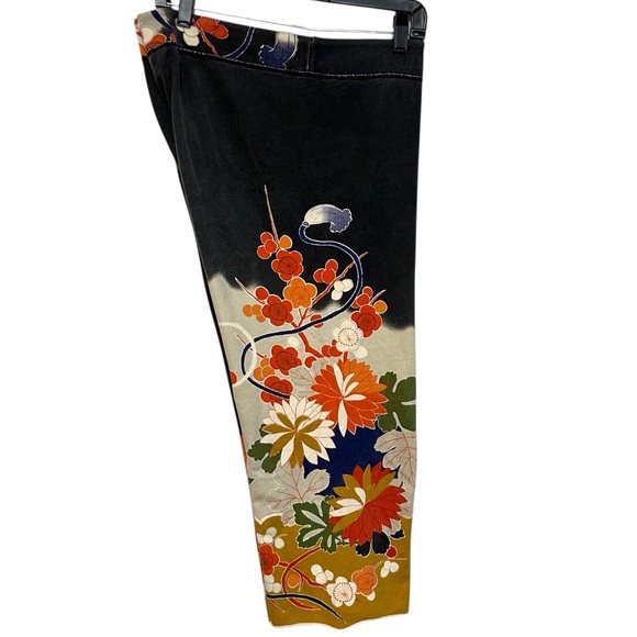 Y2K lucky brand L-XL sweatpants cropped floral graphic boho wide leg vintage - Picture 10 of 15
